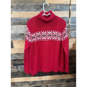 Talbots red turtleneck isle sweater size large
